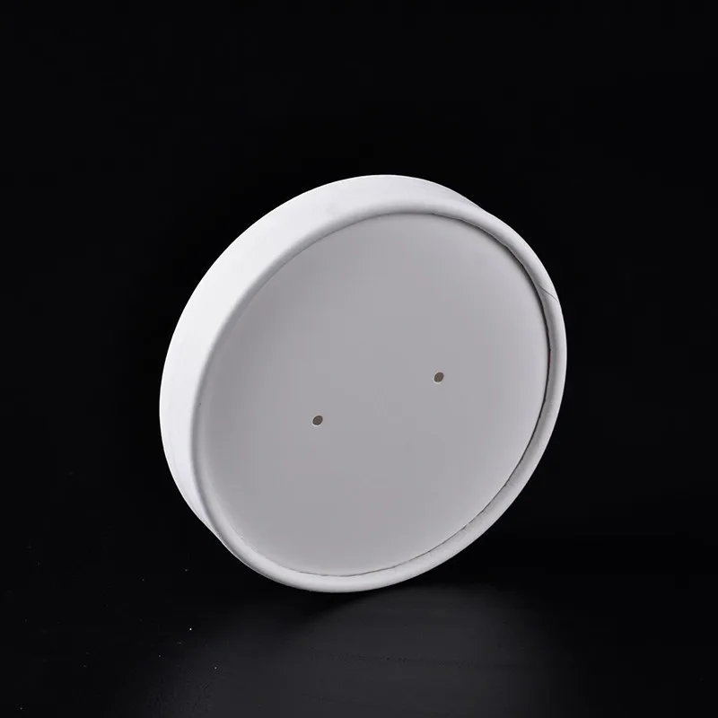 only lid 50 шт. белая Круглая Бумажная миска, чашка для супа, одноразовый Ланч-бокс, посылка на вынос, миски, утолщенная чашка для салата, фруктов с крышкой - Color: only lid