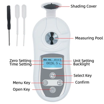 

Salinity Refractometer Portable Digital Salinimeter 0-28% Kitchen Food Saltiness Meter Mariculture 2 in1 Auto