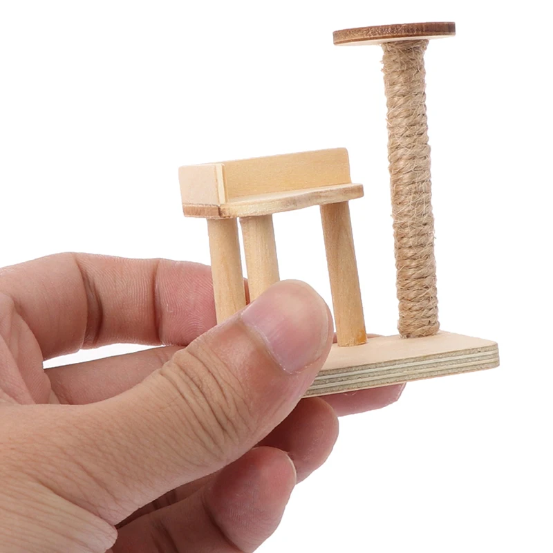 1:12 Dollhouse Miniature Wooden Cat Climbing Frame Model Decoration Accessories