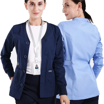 

Medical Jackets Scrub Warm Ups Surgical Work Coat Long Sleeve Button Front Warm Up Jacket Hospital Doctor Working Tunic Coats