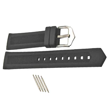 

Silicone Rubber Watch Bands Waterproof Strap with 4 Stainless Steel Spring Bar Black 16mm-22mm All Match Color Black