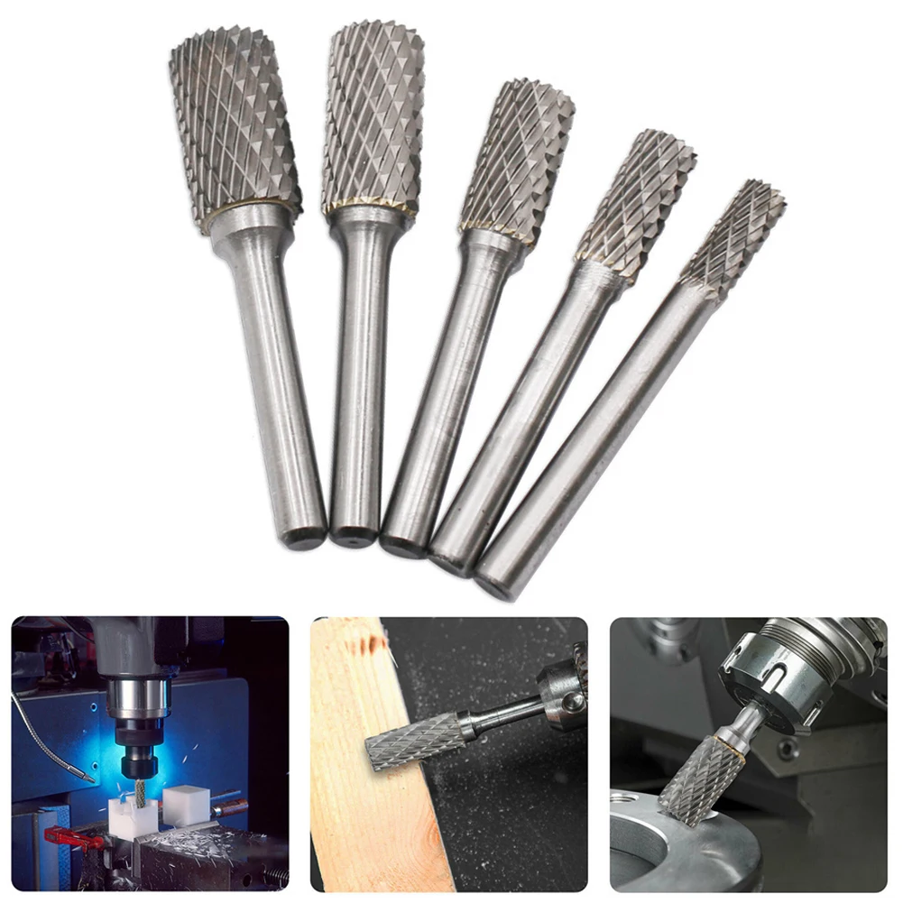 

1/4 Double Grinder Handle Set Cut Tungsten Steel Carbide Rotary Burr Die Grinder Shank Bit Set 6/8/10/12/14mm