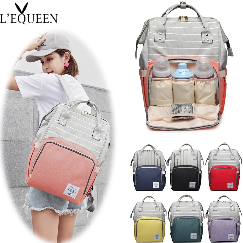 Lequeen Large Capacity Baby Bag Diaper bag Mummy Maternity bags Nappy Nursing Bags Fashion Women Travel Backpack