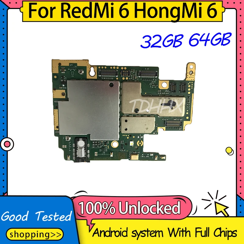Материнская плата для Xiaomi HongMi RedMi 6 100% разблокированная оригинальная 32 ГБ 64