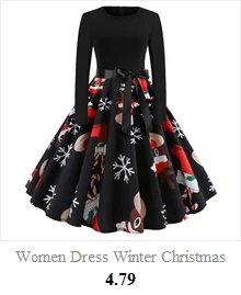 Винтажное женское платье с длинным рукавом, рождественское платье с принтом, зимнее элегантное платье для вечеринок, женское повседневное платье в стиле рокабилли Vestidos