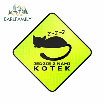 

EARLFAMILY 13cm x 13cm for Sleeping Kitten Kotek Windshield Car Stickers Trunk Bumper Occlusion Scratch Personality Decal Decor