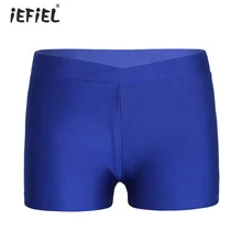 Iefiel для детей девочек эластичные гимнастика Спортивные Шорты плавки однотонные Цвет детская тренировочная Одежда для танцев Узкие Шорты для девочки