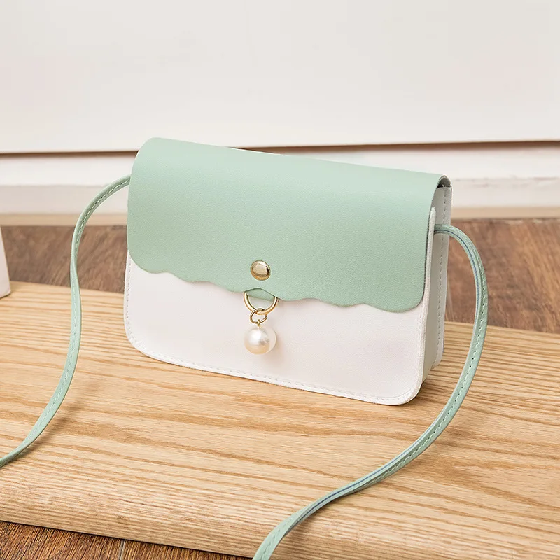 

Small bag lady hit color shoulder pearl mobile phone bag 2020 Korean version of the spring new product cross-body carry coin