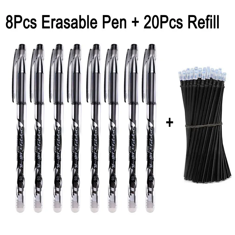 8+ 20 шт/набор стираемые гелевые ручки синие чернила 0,5 мм стирающиеся ручки Сменные моющиеся стержни для школы офисные ручки канцелярские инструменты