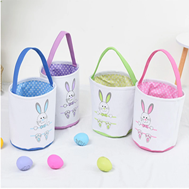 Wholesale Easter Basket Jute Burlap Easter Bucket With Bunny Ear Single