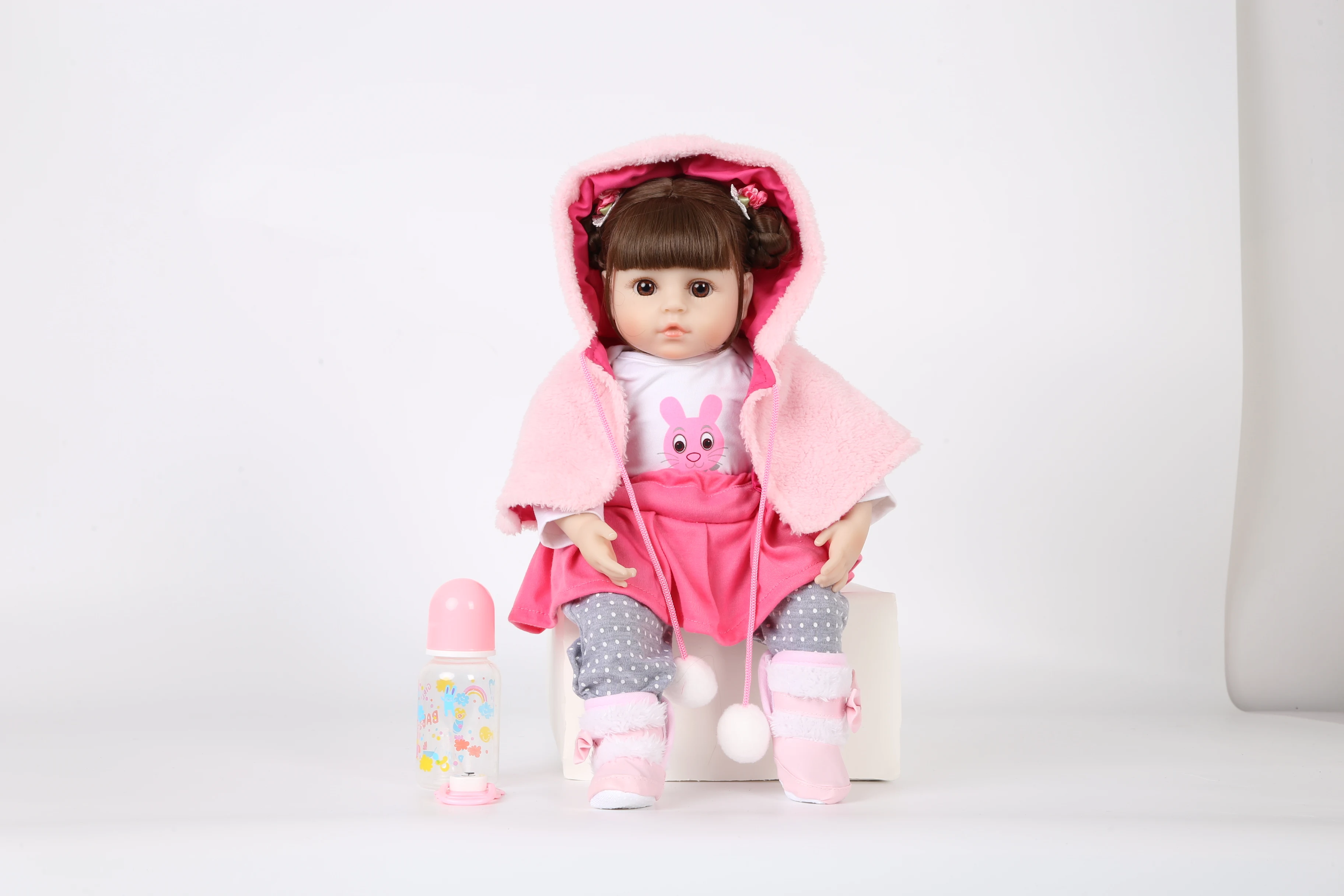 Forrsdor 48 см мягкая силиконовая кукла Bebe Reborn реалистичный Детский милый розовый