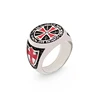 Unique 316L Stainless Steel Knights Templar Ring Custom Design Wholesale Price Shield Black Epoxy Clean Zircon Red Cross Rings 1