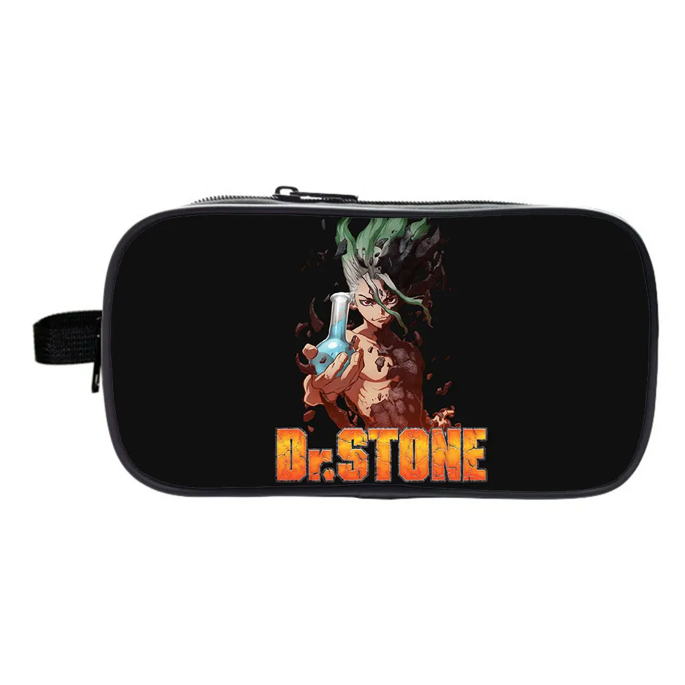 

Чехол для карандашей Dr Stone, вместительный двухслойный Органайзер на молнии для хранения косметики, офисный студенческий канцелярский мешок