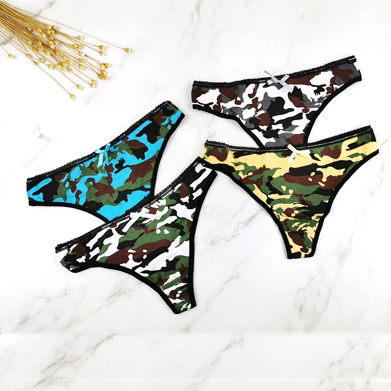 Julexy, хлопковые стринги, женские, M, L, XL, трусики с камуфляжным принтом, женское нижнее белье, мягкие стринги, Сексуальное белье