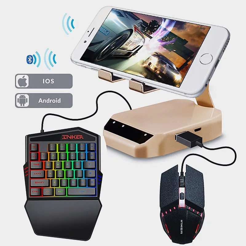 

Hot Sell Bluetooth Keyboard Mouse Converter Stand PC Adapter Gaming PUBG Mobile Gamepad Controller Phone Holder For Android/IOS