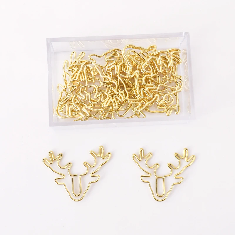 

20pcs Cute Deer Shaped Paper Clip Decorative Metal Bookmark for book Tickets Notes Paperclips Stationery Office School Supplies