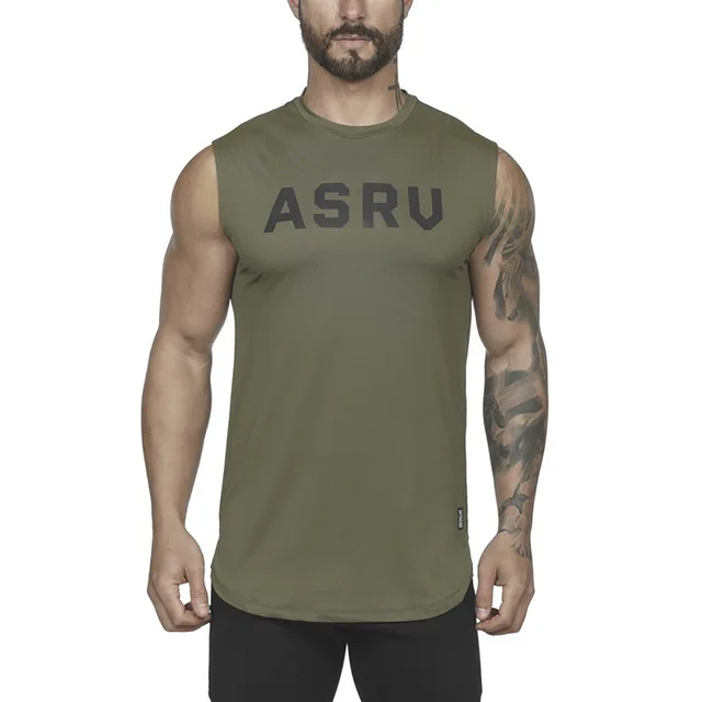 Men Sleeveless Running Sport Tshirts Workout Fitness Breathable Quick Dry Gym Training Sportswear Round Collar Male Tank Top 1