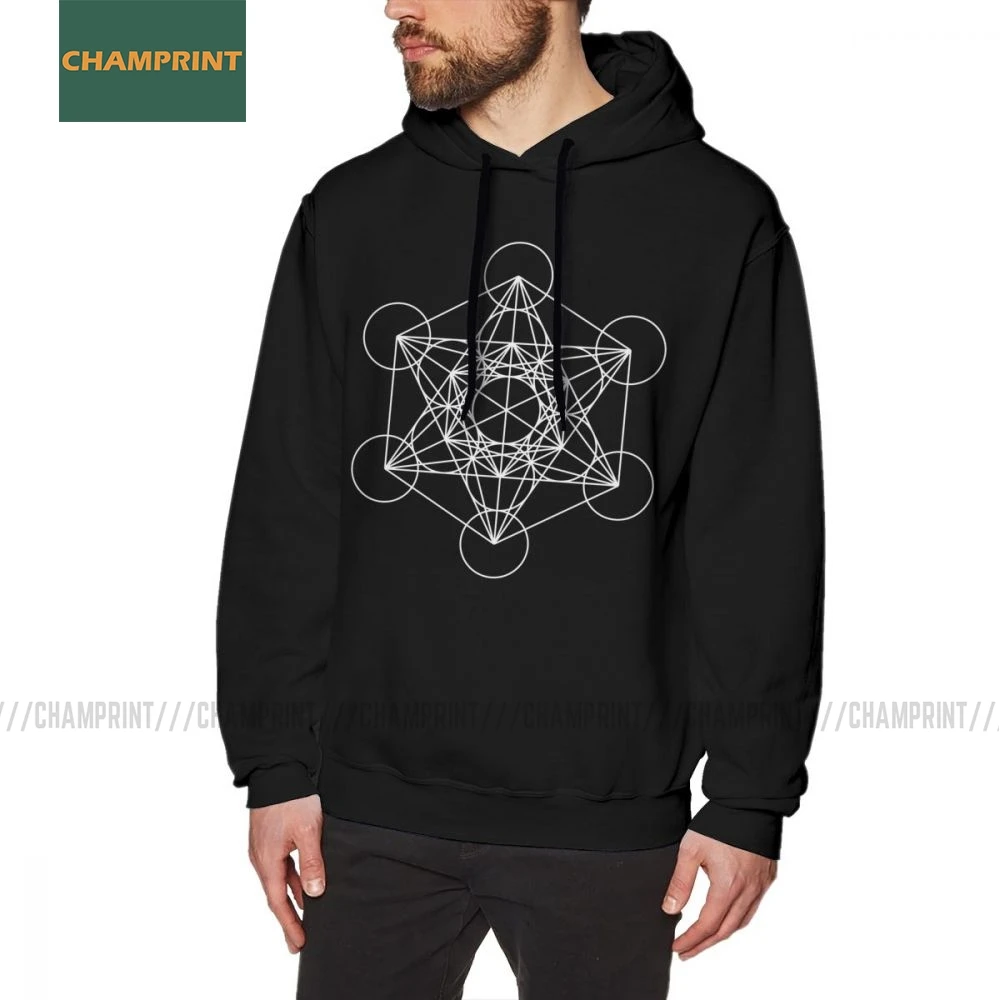 Metatron's Cube Men Hooded Sweatshirts Cotton Fashion Sacred Geometry Magic Mandala Hoodies Printed Pullovers | Мужская одежда