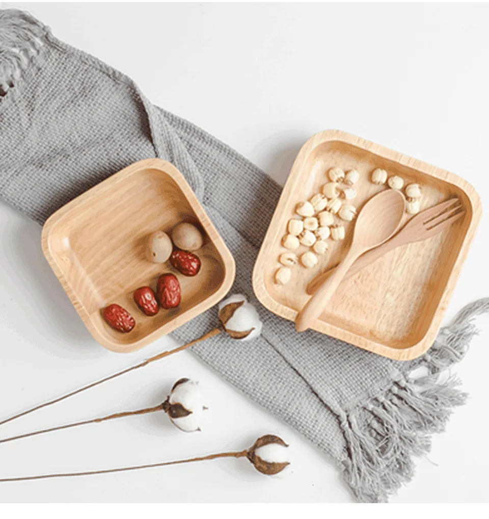 CAKEHOUD Creative Wooden Plate Japanese Fruit Salad Plate Home Smooth Wooden Bread Dish Tray Kitchen High Quality Service Tray