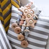 1PC Baby Teether  Pacifier Chain Personalized Beech Star Wooden Clip Geometric Crochet Beads Pacifier Clip Chain Tiny Rod Toys 3