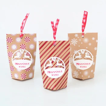 

6pcs Christmas Deer Paper Gift Box Cute Cartoon Kraft Paper Storage Box Xmas Party Decoration Desk Organizer Office Accessories