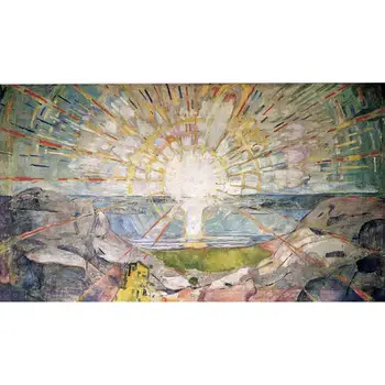 

2 Hand Painted Art Paintings by College Teachers - the sun scenery Edvard Munch - Oil Painting on Canvas