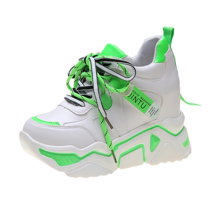 

Fashion Spring Shoes Woman High Heel Chunky Platform Sneakers Pu Leather Comfortable Hidden Wedges Shoes for Women Basket Femme