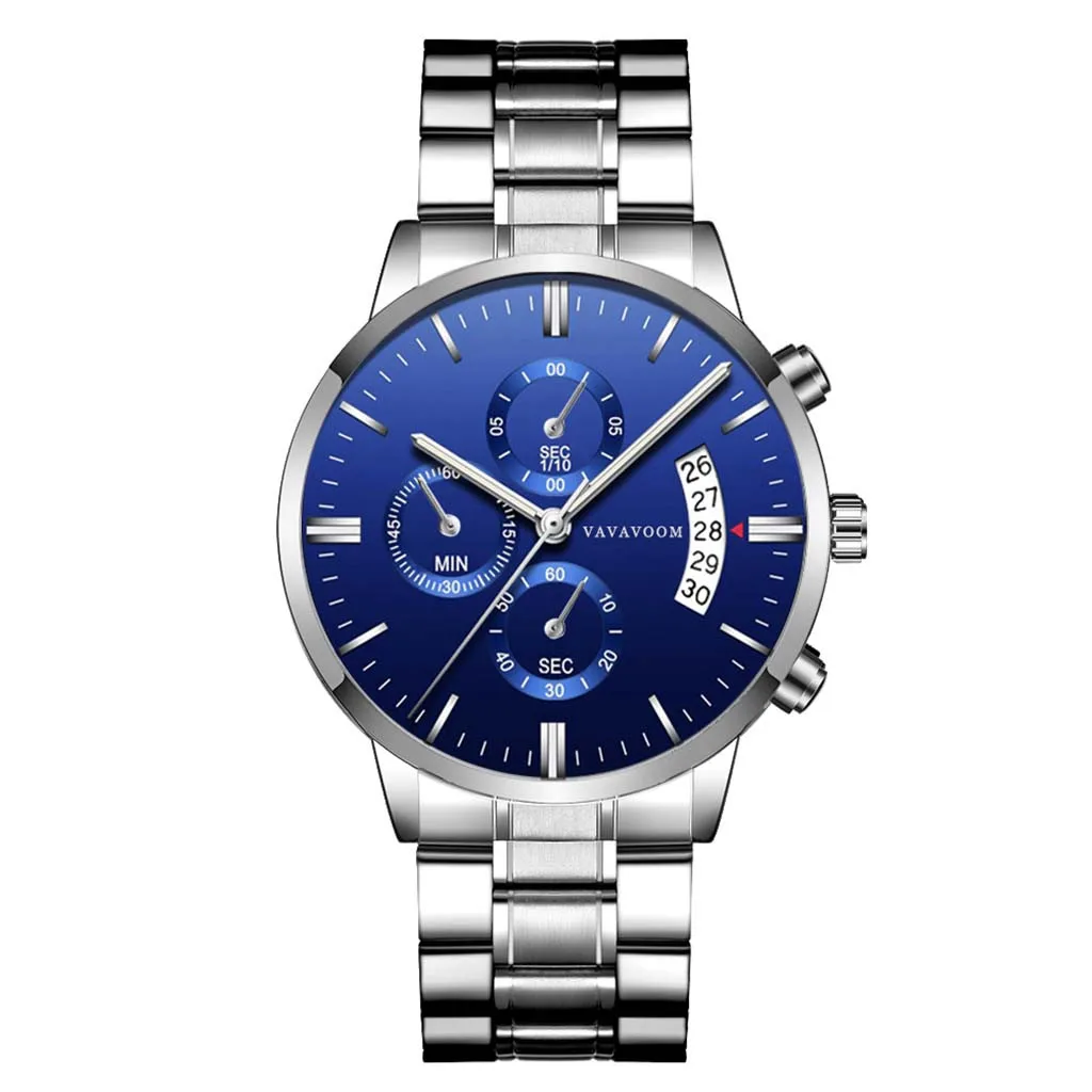 

High Quality Men Watch Stylish Alloy Large Dial Stainless Steel Mans Date Watches Luxuty Analog Quartz Male's Wristwatch relogio