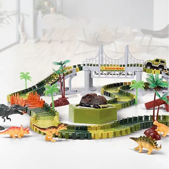 

Children's Diy Assembly Electric Track Racing Dinosaur Amusement Park Track Toy Car Dinosaur Model Railway Toys For Children
