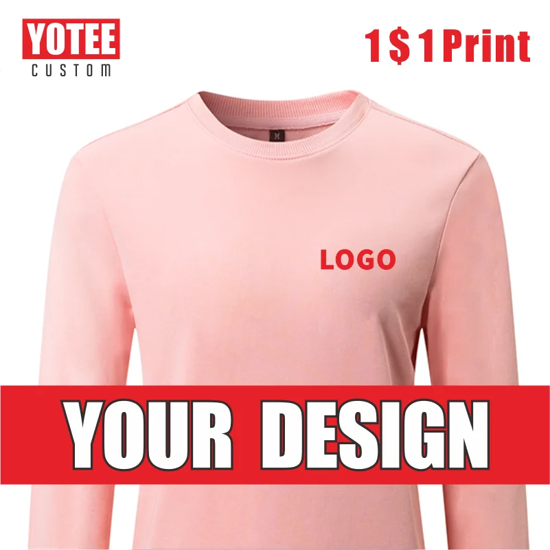 

YOTEE autumn and winter high quality round neck sweater thick personal company group logo custom men and women