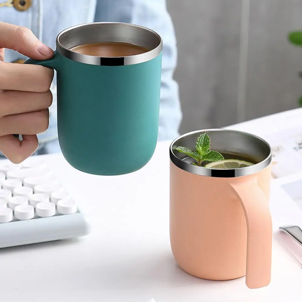 Mug Stainless Steel Simple Coffee Tea Cups Large Capacity Milk Container Heat Insulated Bottle Drinkware Wholesale Hot 2021 | Дом и сад