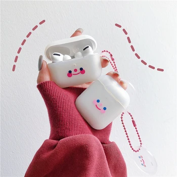 

For AirPod 1 2 Case Thin Smile Face Transparent White Cute Cartoon Soft Silicone Cases For Apple Airpods Pro Case Cover Funda