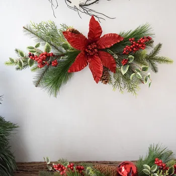 

Simulated Red Berries Pine Cones Wall Mounted Decorations Festival Supplies Photo Prop Christmas Wedding Party Hanging Ornament