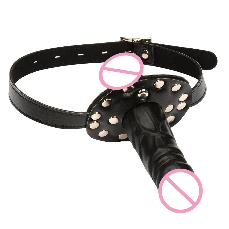Silicone Dildo Oral Gag Sex Mouth Plug Penis Gag With Locking Buckles Leather Bondage Adult Sex toys For Couples Lesbian BD Game