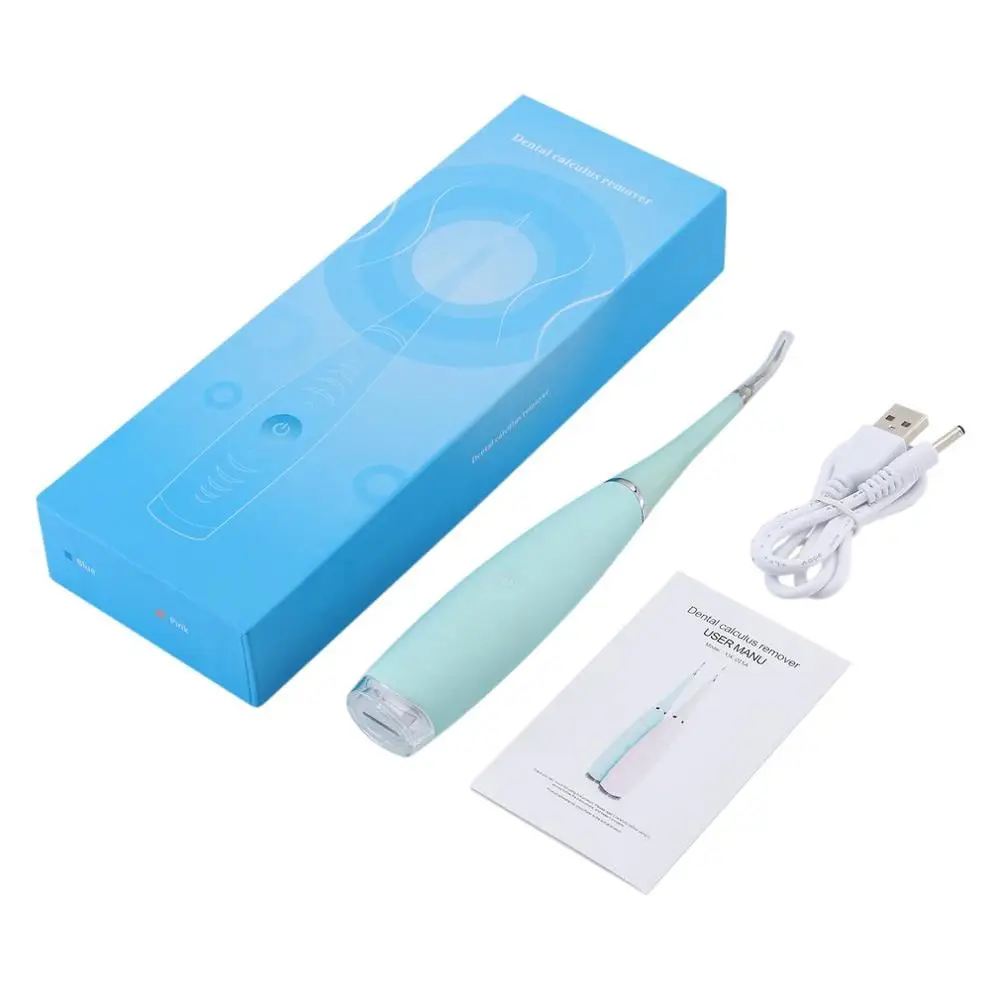 Английская коробка пакет Электрический звуковой стоматологический скалер зуб Calculus удалитель от зубных пятен зубной камень инструмент стоматолога отбеливающая зубная щетка - Цвет: blue