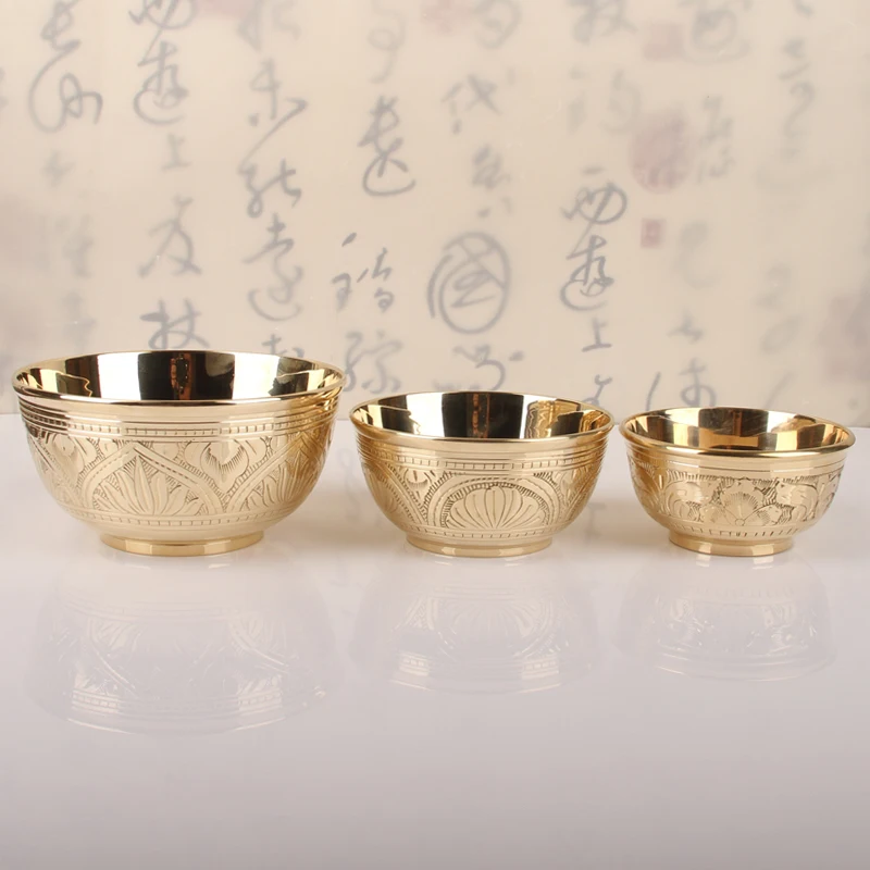 4-5-6 inch copper bowl rice bowl India imported pure copper bowl household tableware set copper chopsticks spoon noodle bowl