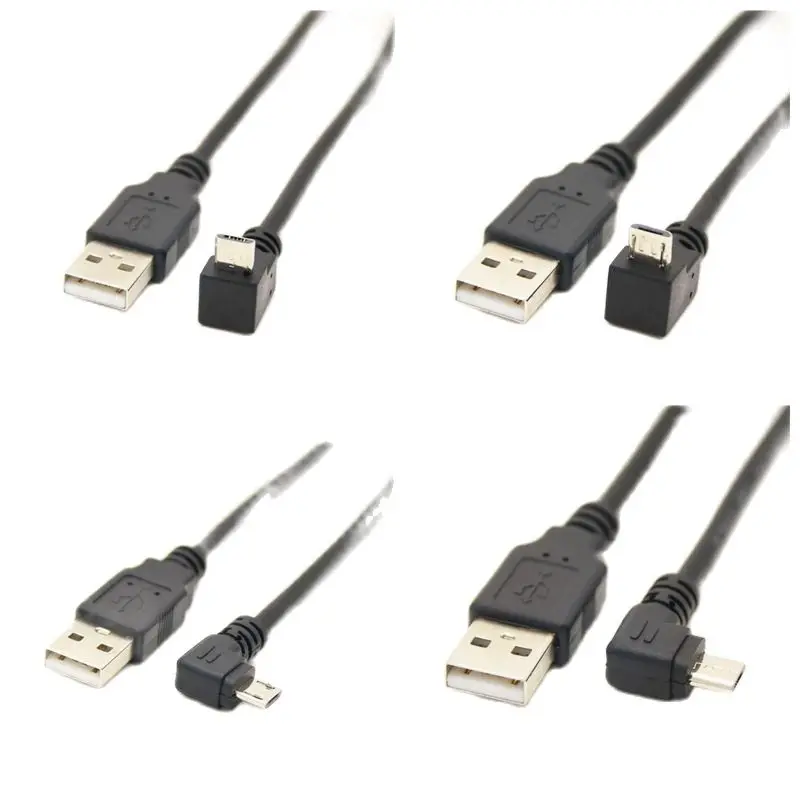Up Down Left Right Angled 90 Degree 2A USB Micro Male to USB Data fast Charge connector Short Cable Cord 25cm 50cm 5M for Tablet