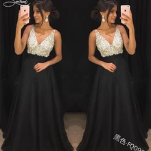 SERMENT элегантное шифоновое вечернее платье с блестками Глубокий v-образный вырез сексуальное платье с открытой спиной подходит для формального банкета бала