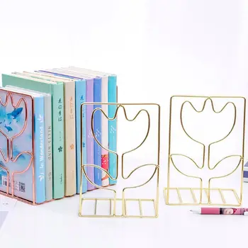 

1 Pair Creative Flower Shape Bookends Book Support Stand Desk Organizer Holder