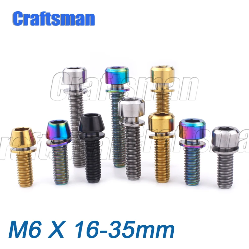 Титановый болт Ti M6x 16 18 20 25 30 35 40 мм с шайбами для велосипеда зажим штока дискового