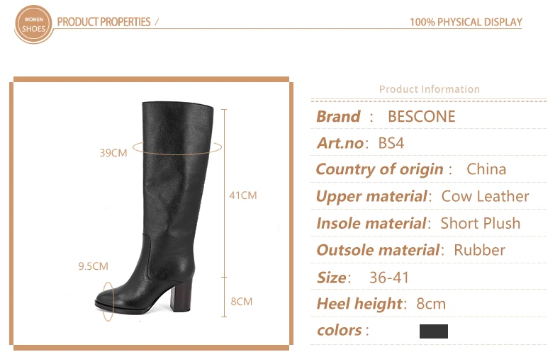 BESCONE/стильные женские ботинки; обувь ручной работы из высококачественной натуральной кожи на квадратном каблуке; Новые повседневные женские ботинки на высоком каблуке с пряжкой; BS4