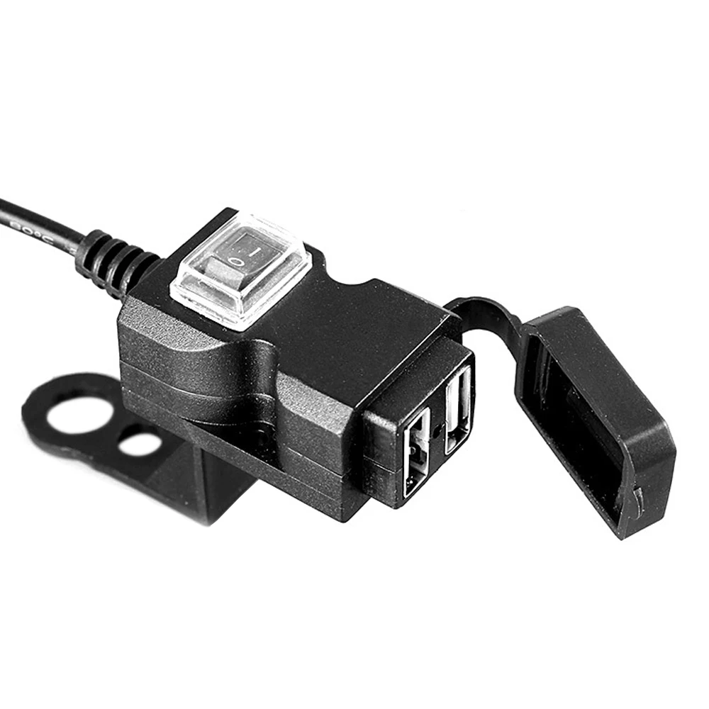 

Dual USB Port 12V Waterproof Motorcycle Handlebar Charger Adapter Power Supply Socket for Phone Mobile 12-24V/9-90V