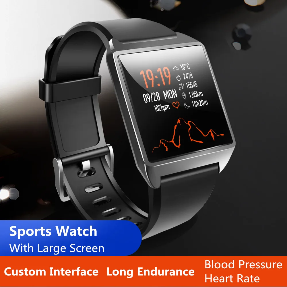 

Smart Bracelet Blood Pressure Measurement Fitness Heart Rate Pedometer Bluetooth Sport Watch with Big Screen for Huawei Honor