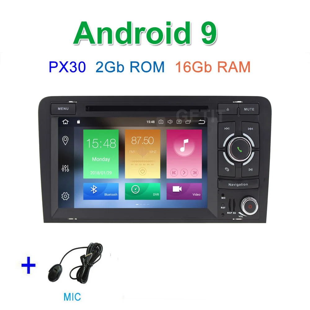 PX30 2G 16G PX6 Автомобильный DVD стерео Мультимедиа Радио Android 9 для Audi A3 2003-2011 с WiFi BT Радио gps навигация - Цвет: PX30 2G 16G
