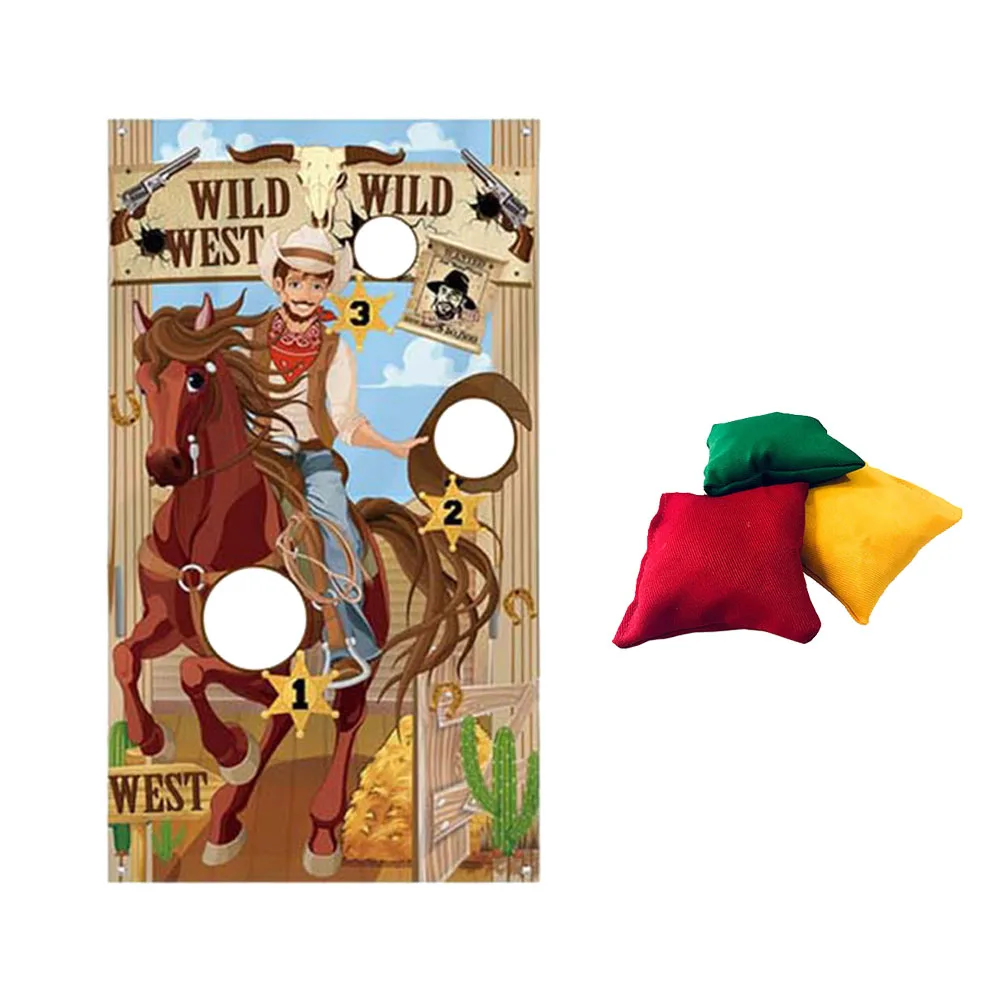 Western Cowboy Party Throwing Sandbags Game Funny Sandbag Throwing Flag