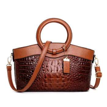 

Crocodile Handbags Female 2020 New European and American Fashion Leather Laptop Bags Casual Mother Shoulder Shoulder Bag BA142