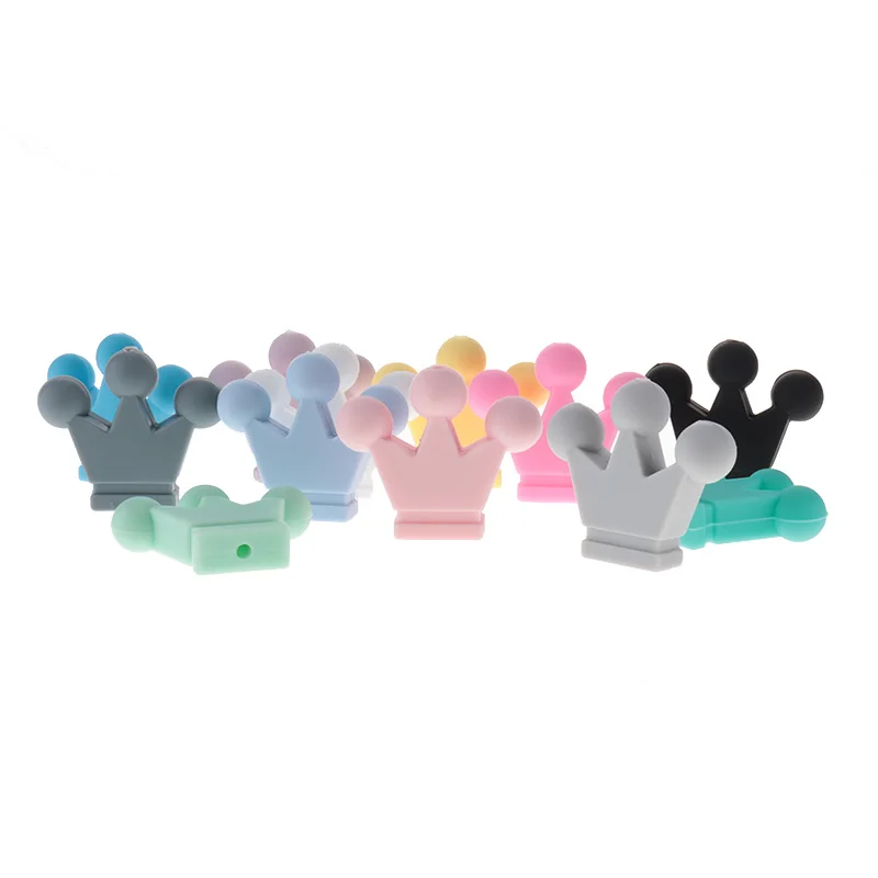 실리콘 크라운 비즈  Teether 목걸이 구슬,   씹는 보석 액세서리 식품 등급 실리콘, 50 개