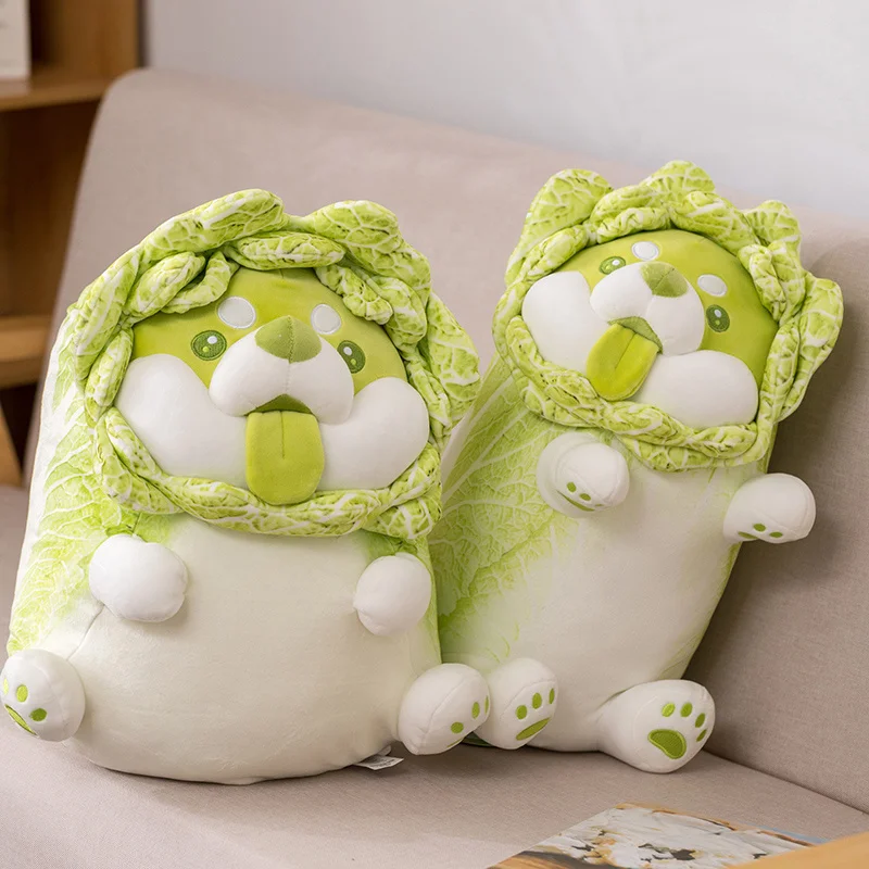 Cute Creative Buttocks Cabbage Shiba Inu Dog Japan Vegetable Dog Plush Toys Throw Pillow Stuffed Animal Sofa Cushion Xmas Gift