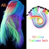 Alileader 1 шт. 20 дюймов светящиеся Синтетические длинные прямые волосы 11 цветов Сияющие волосы для наращивания в темноте ► Фото 2/6