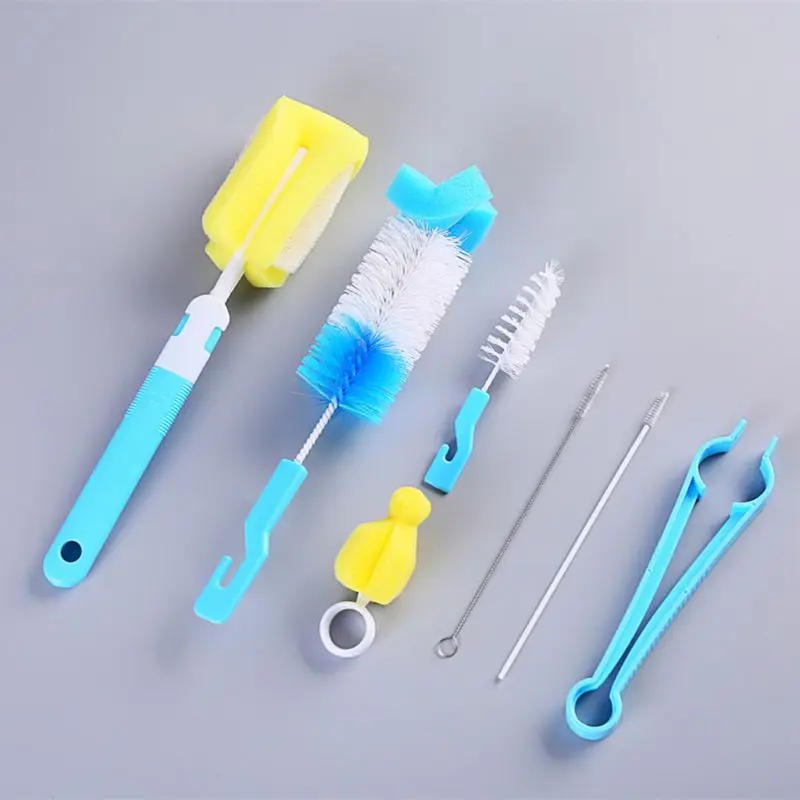 

7 Pcs Baby Bottle Nipple Straw Brush Sponge Nylon Cleaning Brush Cleaner kit for Bottles/Cups/Straw 72XC